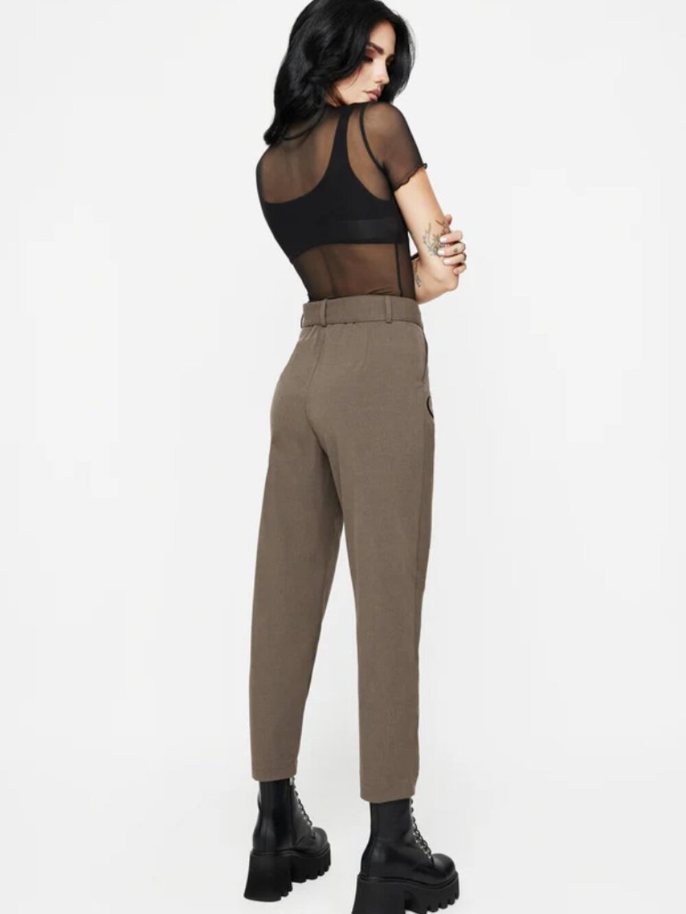 Hester Embroidered Tapered Trousers - Brown - 8 - Picture 2 of 2